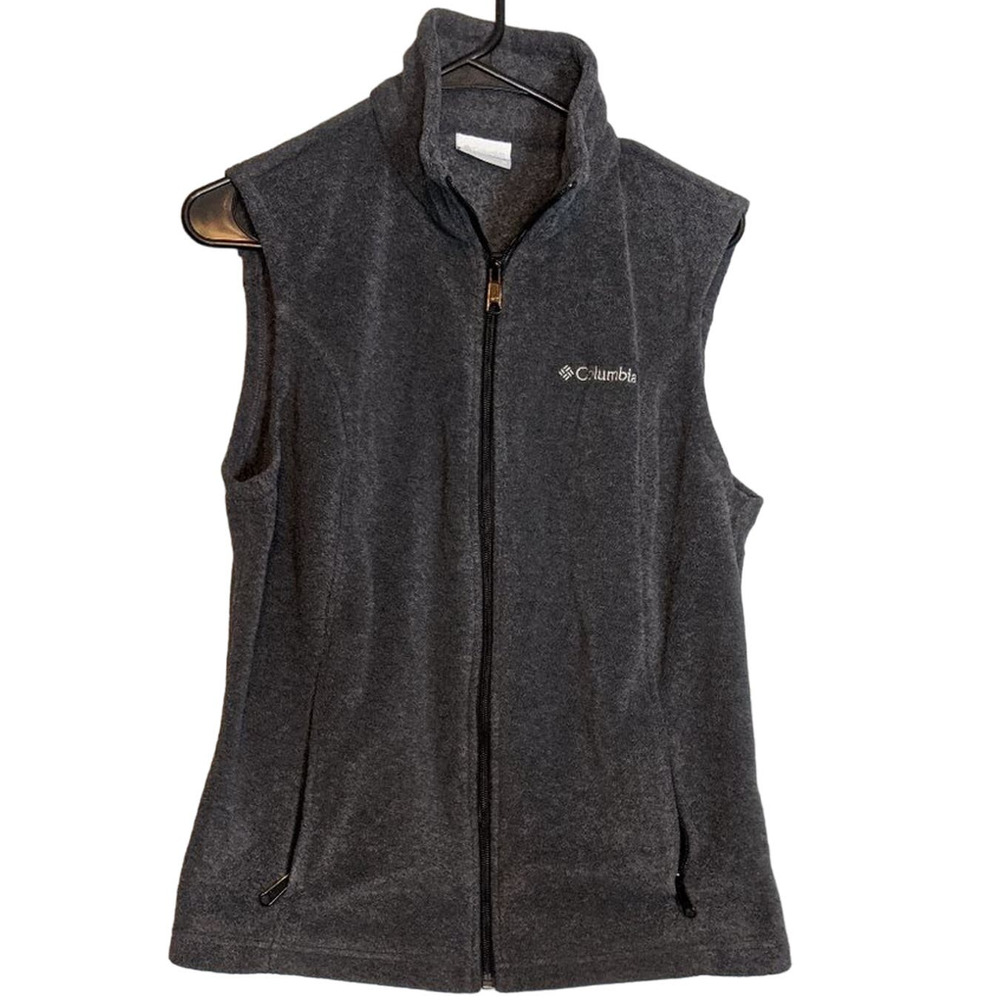 Grey Gray Columbia Fleece Vest Zipper Front Sportswear Size M Fall Ski Cozy